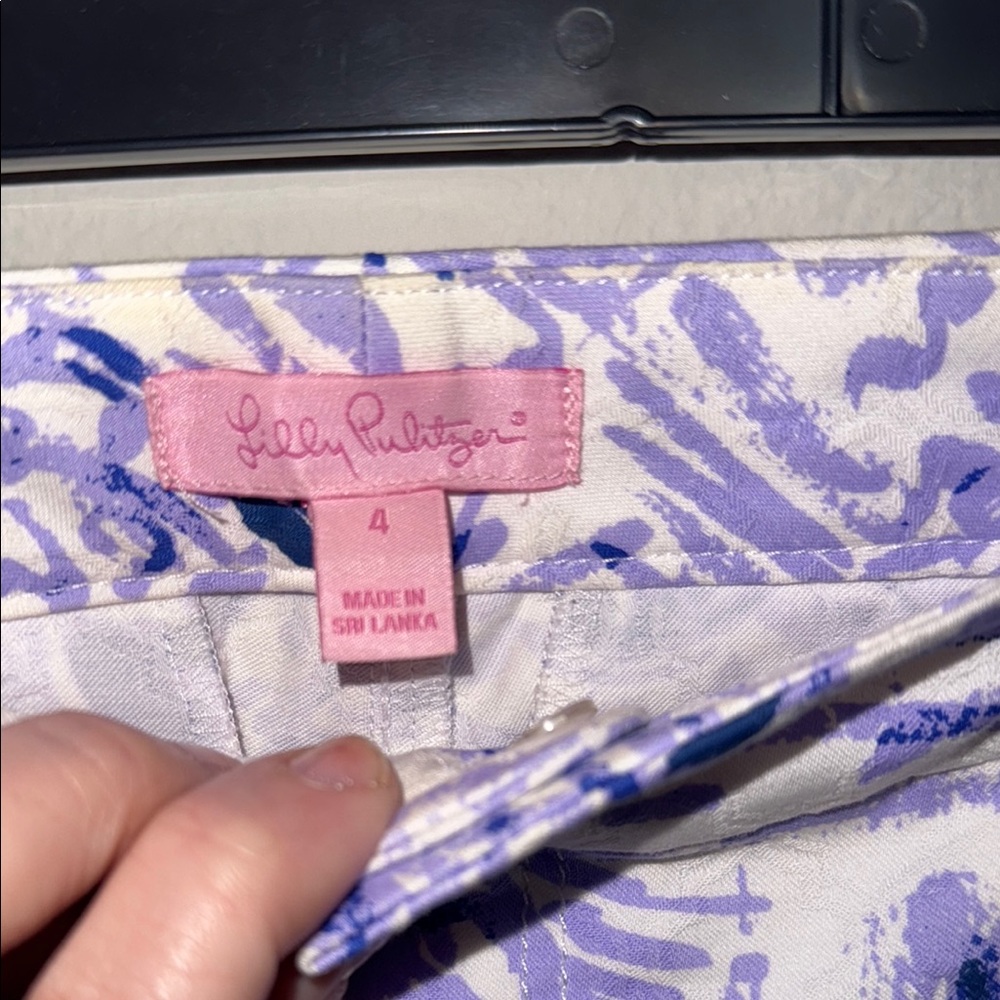 Lilly Pulitzer Kelly Ankle Skinny Fit Purple and White Cropped Pants size 4. B1 - Picture 3 of 5
